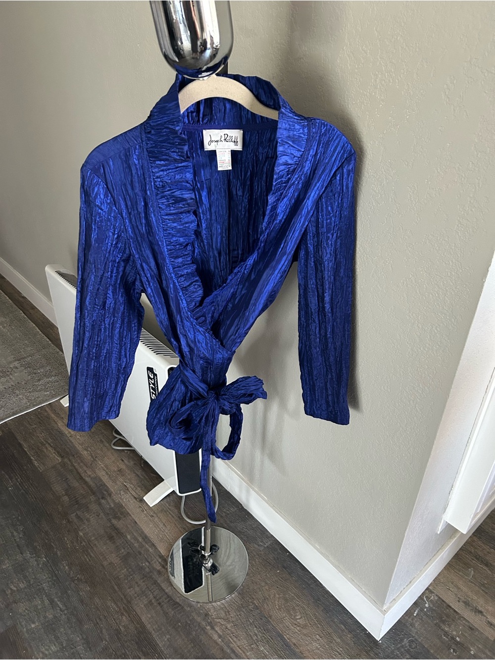 Joseph Ribkoff Royal Blue Crinkle Wrap Top